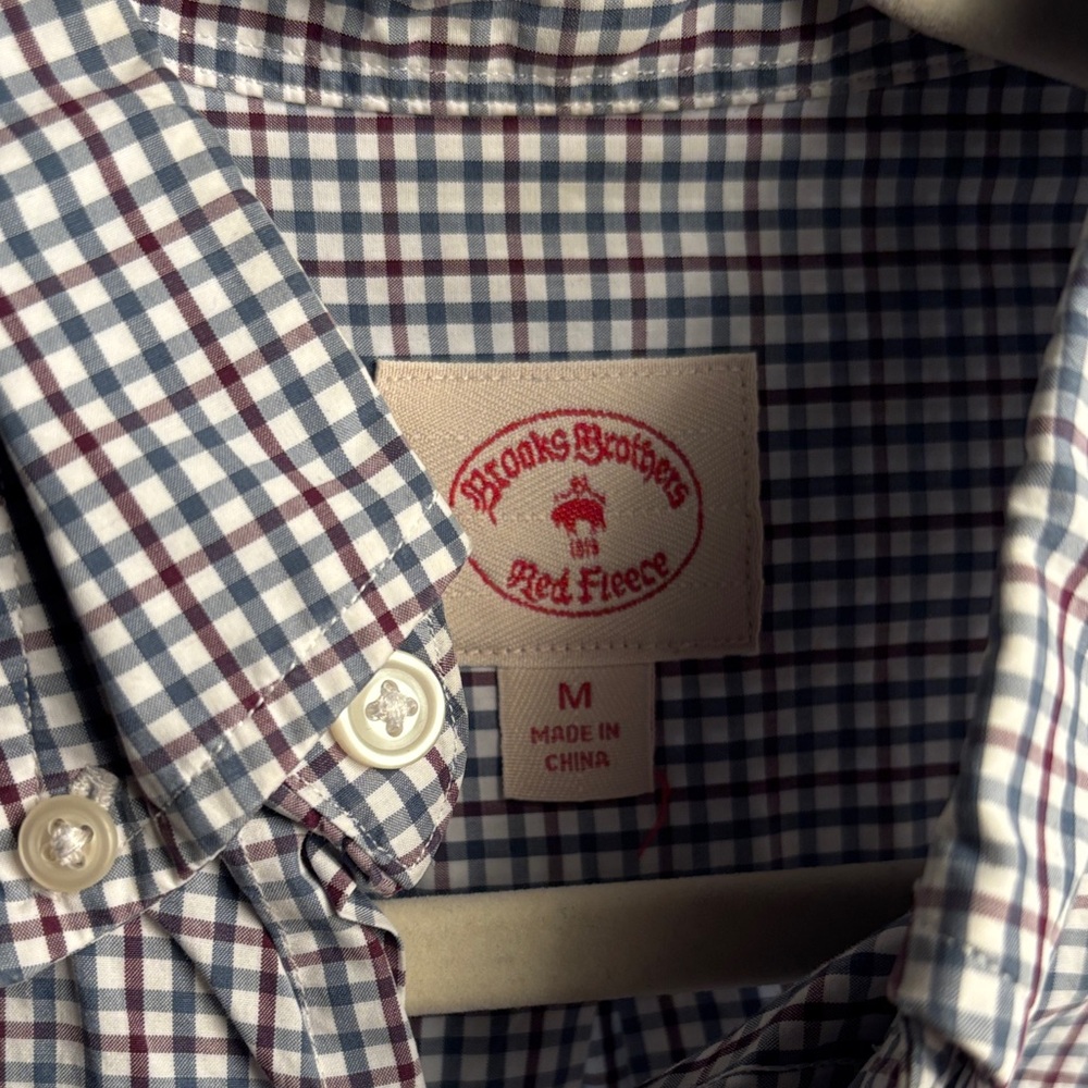 Brooks Brothers MED Men's Plaid Shirt - Gray, White, and Purple